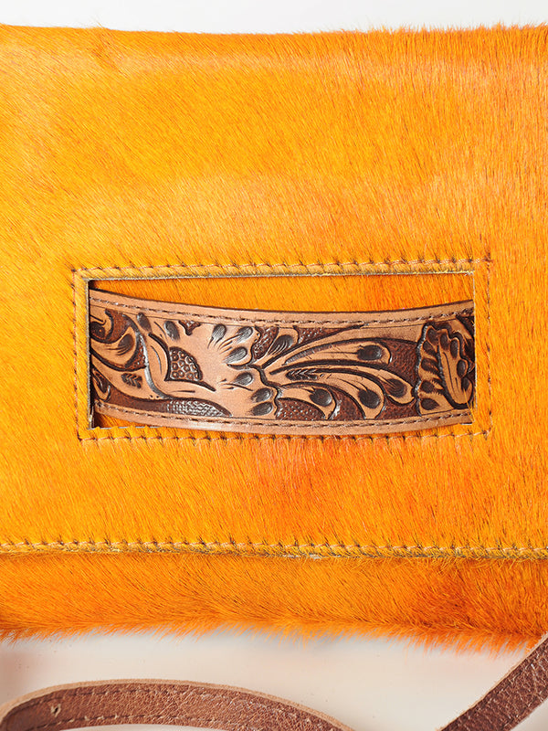 ADBG501 American Darling Small Cross body Bag - Hair-On Cowhide Hand Tooled Floral Leather