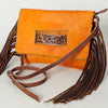 ADBG501 American Darling Small Cross body Bag - Hair-On Cowhide Hand Tooled Floral Leather