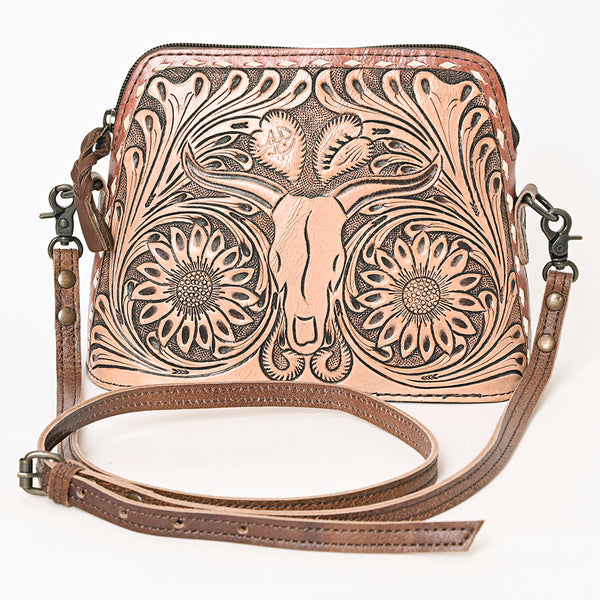 ADBG769 American Darling Hand Tooled Western Leather Crossbody - Floral Carved Full Grain Leather