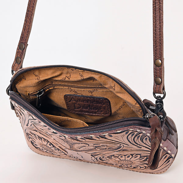 ADBG769 American Darling Hand Tooled Western Leather Crossbody - Floral Carved Full Grain Leather