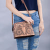 ADBG769 American Darling Hand Tooled Western Leather Crossbody - Floral Carved Full Grain Leather
