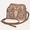 ADBG769 American Darling Hand Tooled Western Leather Crossbody - Floral Carved Full Grain Leather