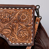 LC-ADBGZ279A Tooled Leather Flap Bag - Hair-On Hide Western Crossbody with Fringe