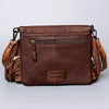 LC-ADBGZ279A Tooled Leather Flap Bag - Hair-On Hide Western Crossbody with Fringe