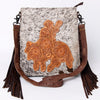 ADBG719 American Darling Western Leather Large Cross body Bag Hair-On Cowhide Fringed Purse