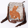 ADBG719 American Darling Western Leather Large Cross body Bag Hair-On Cowhide Fringed Purse