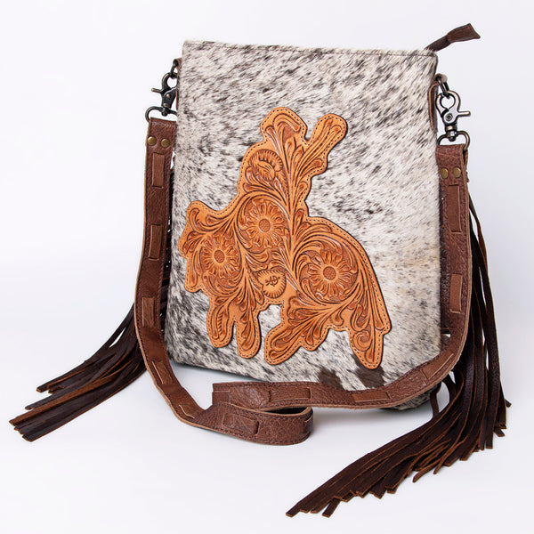 ADBG719 American Darling Western Leather Large Cross body Bag Hair-On Cowhide Fringed Purse
