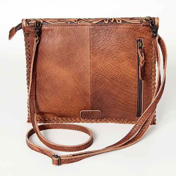 ADBGD149 American Darling Western Leather Cross body Bag - Hand Tooled Floral & Hair on Hide