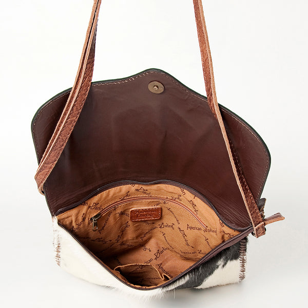 ADBGD149 American Darling Western Leather Cross body Bag - Hand Tooled Floral & Hair on Hide