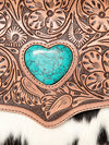 ADBGD149 American Darling Western Leather Cross body Bag - Hand Tooled Floral & Hair on Hide