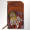 ADCCM101 Hand-Painted Leather Card Holder - Western Scene with Zipper