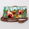 ADBGM113 Hand-Painted Leather Crossbody - Rodeo & Floral Design