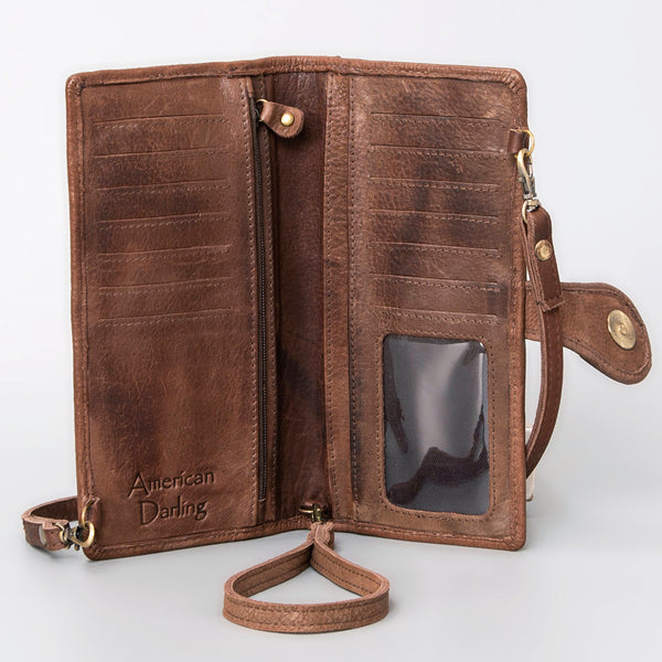 ADBGM113 Hand-Painted Leather Crossbody - Rodeo & Floral Design
