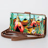 ADBGM113 Hand-Painted Leather Crossbody - Rodeo & Floral Design