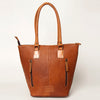ADBGA208 American Darling Hair-On Cowhide Fringed Leather Tote Bag with Turquoise Concho