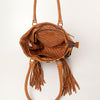ADBGA208 American Darling Hair-On Cowhide Fringed Leather Tote Bag with Turquoise Concho