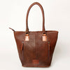 ADBGA208 American Darling Hair-On Cowhide Fringed Leather Tote Bag with Turquoise Concho