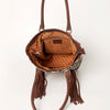 ADBGA208 American Darling Hair-On Cowhide Fringed Leather Tote Bag with Turquoise Concho
