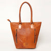 ADBGA208 American Darling Hair-On Cowhide Fringed Leather Tote Bag with Turquoise Concho
