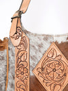 ADBGA209 Western Floral Tooled Leather Cowhide Shoulder Handbag with Drawstring Tassel