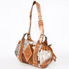 ADBGA209 Western Floral Tooled Leather Cowhide Shoulder Handbag with Drawstring Tassel
