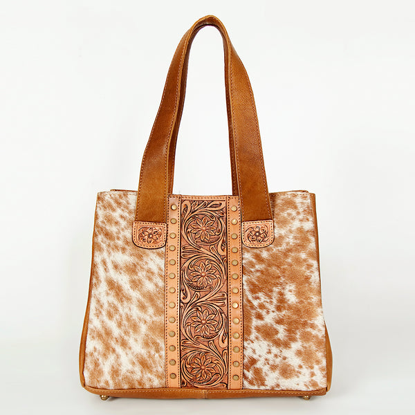 ADBGA210 American Darling Floral Tooled Leather Cowhide Studded Shoulder Bag