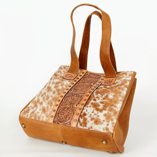 ADBGA210 American Darling Floral Tooled Leather Cowhide Studded Shoulder Bag
