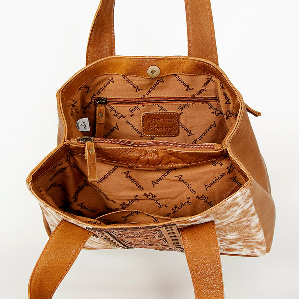 ADBGA210 American Darling Floral Tooled Leather Cowhide Studded Shoulder Bag