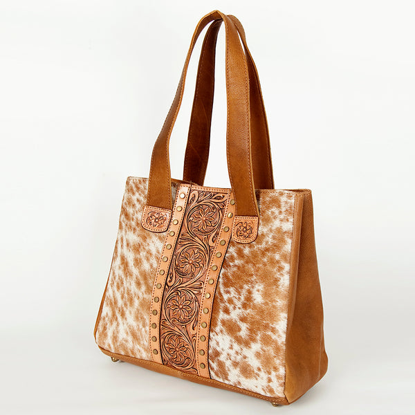 ADBGA210 American Darling Floral Tooled Leather Cowhide Studded Shoulder Bag
