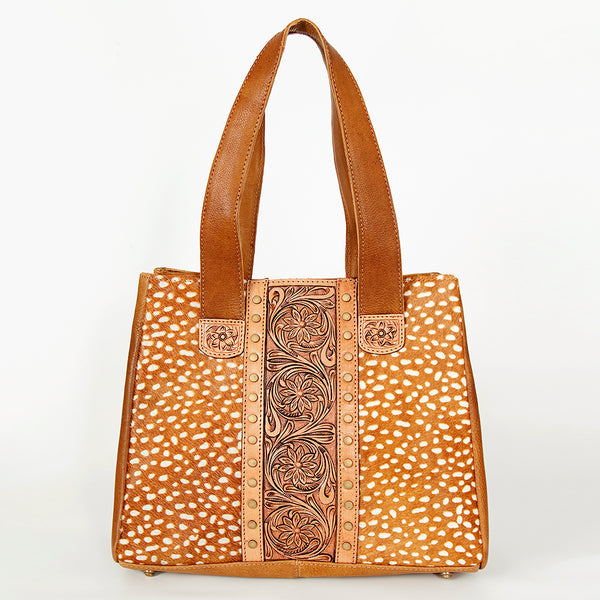 ADBGA210 American Darling Floral Tooled Leather Cowhide Studded Shoulder Bag