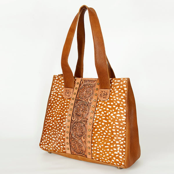 ADBGA210 American Darling Floral Tooled Leather Cowhide Studded Shoulder Bag