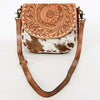 ADBGA211 American Darling Messenger Bag-Floral Hand Tooled Leather & Hair-On Hide