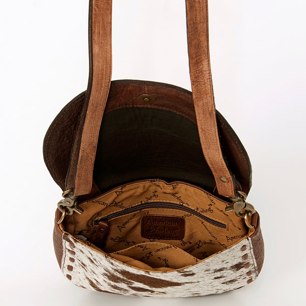 ADBGA211 American Darling Messenger Bag-Floral Hand Tooled Leather & Hair-On Hide