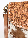 ADBGA211 American Darling Messenger Bag-Floral Hand Tooled Leather & Hair-On Hide