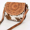 ADBGA211 American Darling Messenger Bag-Floral Hand Tooled Leather & Hair-On Hide
