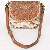 ADBGA211 American Darling Messenger Bag-Floral Hand Tooled Leather & Hair-On Hide