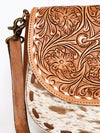ADBGA211 American Darling Messenger Bag-Floral Hand Tooled Leather & Hair-On Hide