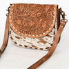 ADBGA211 American Darling Messenger Bag-Floral Hand Tooled Leather & Hair-On Hide
