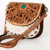 ADBGA211 American Darling Messenger Bag-Floral Hand Tooled Leather & Hair-On Hide