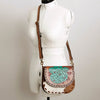 ADBGA211 American Darling Messenger Bag-Floral Hand Tooled Leather & Hair-On Hide