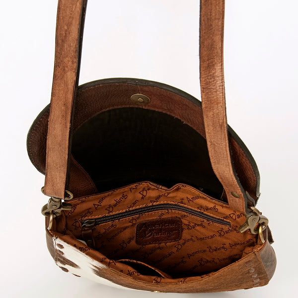 ADBGA211 American Darling Messenger Bag-Floral Hand Tooled Leather & Hair-On Hide