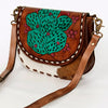 ADBGA211 American Darling Messenger Bag-Floral Hand Tooled Leather & Hair-On Hide