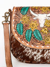 ADBGA211 American Darling Messenger Bag-Floral Hand Tooled Leather & Hair-On Hide