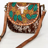 ADBGA211 American Darling Messenger Bag-Floral Hand Tooled Leather & Hair-On Hide