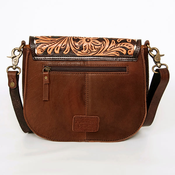 ADBGA211 American Darling Messenger Bag-Floral Hand Tooled Leather & Hair-On Hide