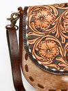 ADBGA211 American Darling Messenger Bag-Floral Hand Tooled Leather & Hair-On Hide