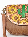 ADBGA211 American Darling Messenger Bag-Floral Hand Tooled Leather & Hair-On Hide