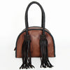 ADBGD152 American Darling Western Leather Tote Bag - Handcrafted Fringed Braided Leather Purse