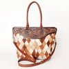 ADBGI105 Western Tote Bag - Genuine Leather & Hair-On Hide with Tooled Detailing