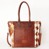 ADBGI105 Western Tote Bag - Genuine Leather & Hair-On Hide with Tooled Detailing